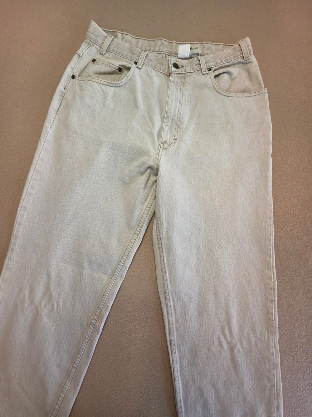 Eddie Bauer Vintage 90s Straight-Leg Jeans Beige Sand Denim Sz 36x36 Made In USA